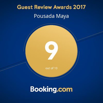 Pousada Maya conquistou pontuação 9 no "Guest Review Awards" da Booking.com